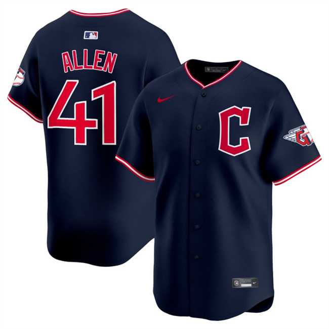 Men%27s Cleveland Guardians #41 Carlos Santana Navy 2025 Alternate Limited Stitched Jersey Dzhi